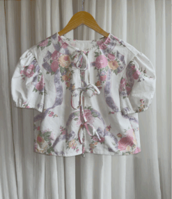Alternative view of Vintage geïnspireerde blouse roze met bloemen