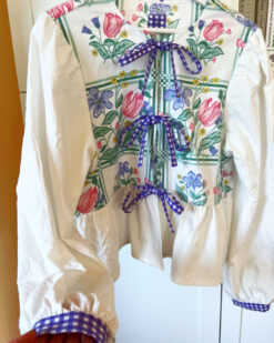 Alternative view of Blouse met striksluiting met bloemen en ruitjes